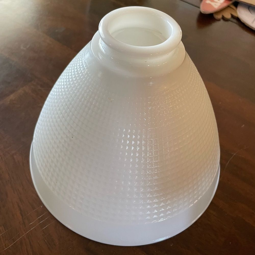 Vintage Mid Century Textured White Glass Lamp Shade